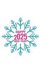 Happy New Year 2025 snowflake graphic