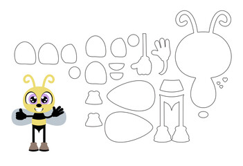 Bee, funny, cute, paper, felt, fabric, Cricut, Laser cut, Layers, pattern, Kids, Decorations, school, party, 