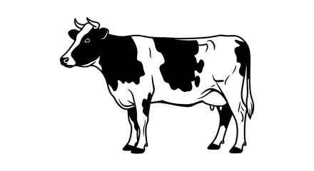 Black and white holstein friesian cow illustration