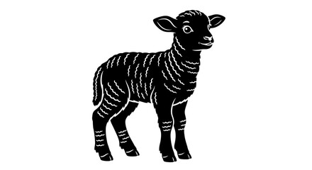 Stylized black lamb silhouette with curly wool