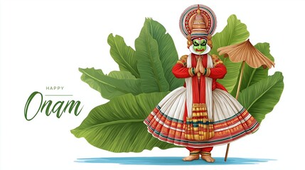 Happy onam greeting card illustration.