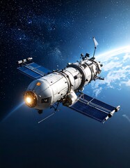 Obraz premium Spacecraft orbiting Earth