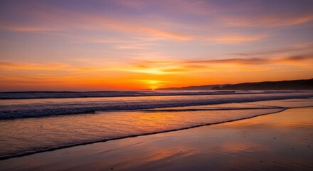 Fototapeta premium Tranquil Ocean Waves Sunset Remembrance