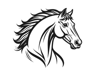 Horse head profile, stylized line art