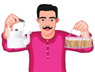 Indian Tea Seller Stock Vector Illustration (Royalty Free)