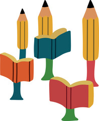 Pencils and  Open Books Tree's