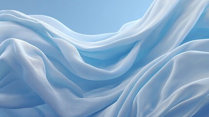 Obraz premium Light blue flowing fabric drapes, soft folds