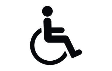 Minimal black silhouette of a person in wheelchair icon—symbol of accessibility, mobility support, and inclusive public space design
