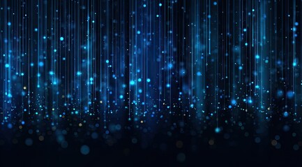 Abstract digital rain of light streaks and particles