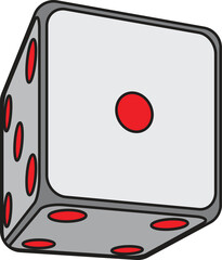 A Dice outline flat colors icon, Vector Illustration in perspectives