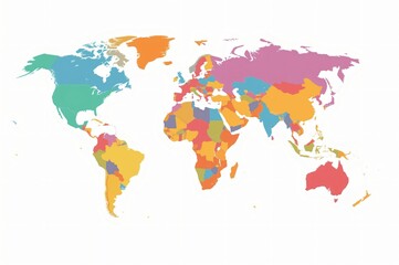 Obraz premium Global pastel map, countries, continents, world, background, infographic, illustration, data visualization