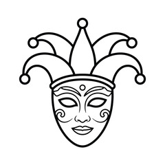 Black and white jester mask with bells