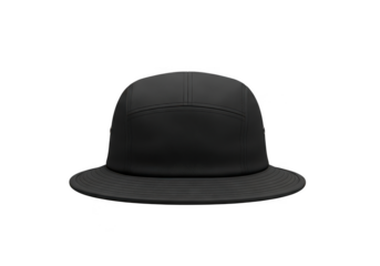 Classic black bowler hat isolated on transparent background