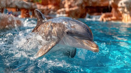 Fototapeta premium Dolphin leaping in a pool