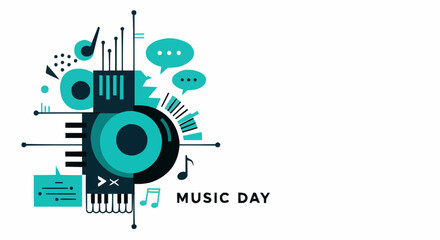 Obraz premium Abstract Illustration of Music Elements in celebration of Music Day.