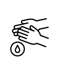 Obraz premium Icon of hands washing with a water droplet symbol