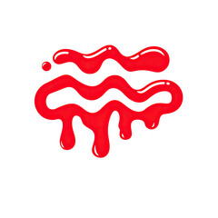 Red dripping, wavy abstract shape on black background