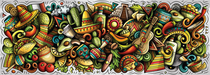 Mexico vector cartoon doodle banner design © balabolka