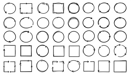 Hand-Drawn Circular and Rectangular Frames with Arrows