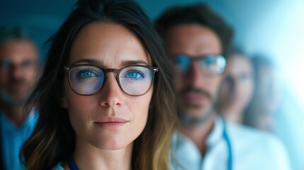 Diverse team of doctors and medical professionals stands together, embodying expertise, collaboration, and readiness to tackle healthcare challenges in a hospital setting
