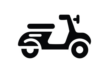 Stylish Vintage Scooter Icon: Black Silhouette, Minimalist Design, Transportation Graphic, Vector Illustration.