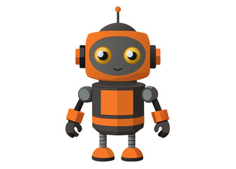 Cute orange and black cartoon robot character