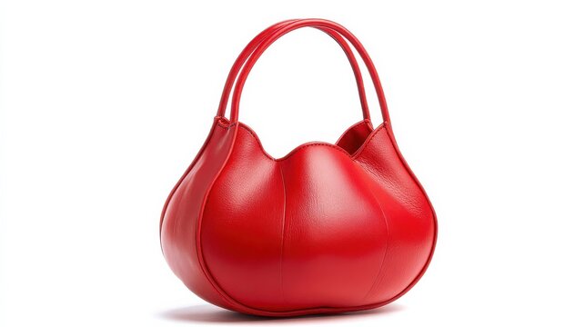 Folded Red Shopping Bag on White Background Ideal for Eco-Friendly Grocery Shopping and Daily Use with Convenient Collapsible Design - Powered by Adobe