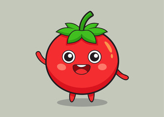 Happy waving cartoon tomato character
