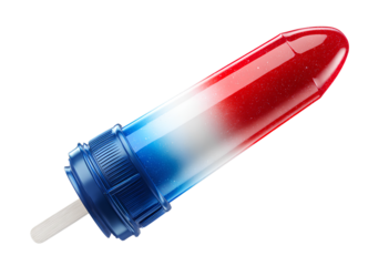  Popsicle-shaped rocket in red, white, and blue on a transparent background 