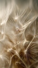 Close-up of dandelion seed head, soft light