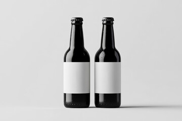 Two Beer Bottles Mockup - Studio Background