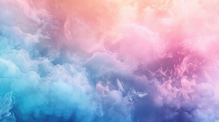 Fototapeta premium Abstract pastel swirls of blue, pink, and orange hues blend seamlessly, creating a dreamy, ethereal, and textured cloud-like effect