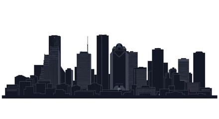 Fototapeta premium Minimalist Silhouette Cityscape Downtown Skyline Illustration in Dark Gray Shade