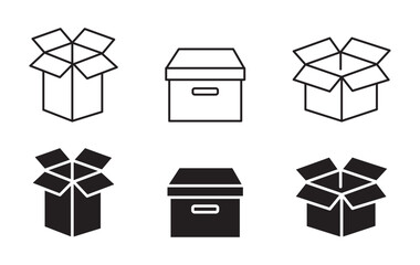 Set of shipping, delivery box or container icons.