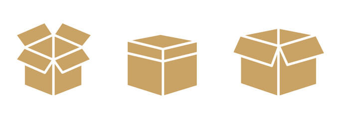 Set of shipping, delivery box or container icons.