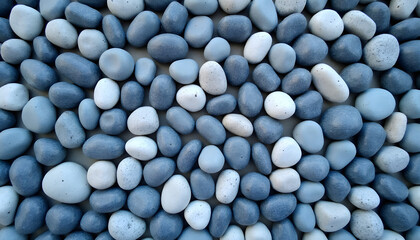 A visually appealing composition of blue and white pebbles creating a harmonious pattern.