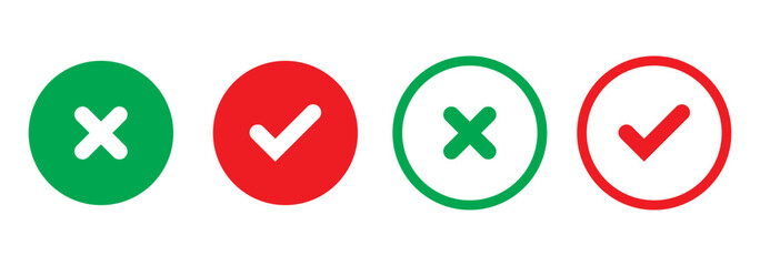 checkmark and X mark icon. check and uncheck icon vector. validation icon vector. for apps and websites.