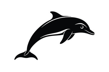 World animal day vector art of silhouette of a jumping dolphin isolated