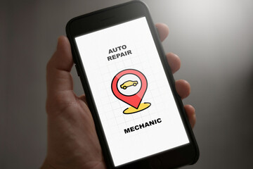 Auto Repair Mechanic App Interface on Smartphone