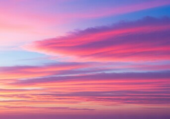 Fototapeta premium Dreamy pink sky gradient with soft clouds at sunset or sunrise atmosphere