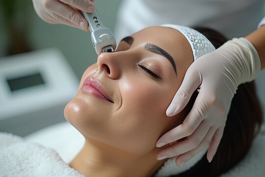 Close-up shot of a woman getting pampered in a beauty salon