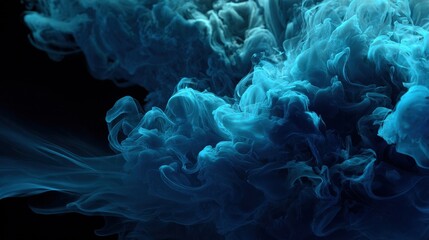 Abstract smoke dark background with cyan, blue fog floating ,Wallpaper illustration.