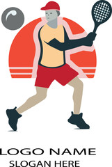 padel player logo icon vector white background .