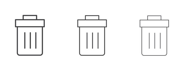 Trash icon in linear, outline icon isolated on white background