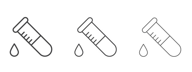 Test tube icon in linear, outline icon isolated on white background