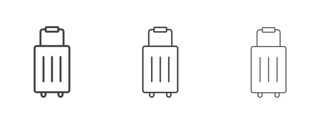 Suitcase icon in linear, outline icon isolated on white background