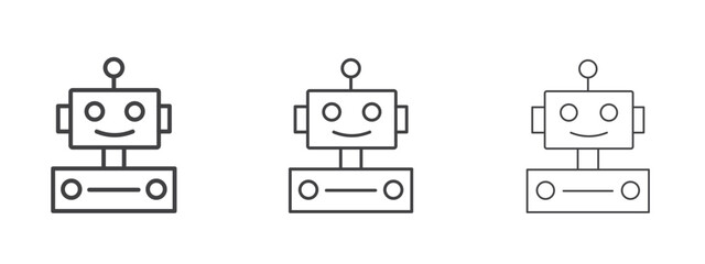 Robot icon in linear, outline icon isolated on white background