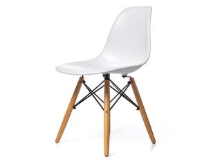 Modern white chair with wooden legs (5)