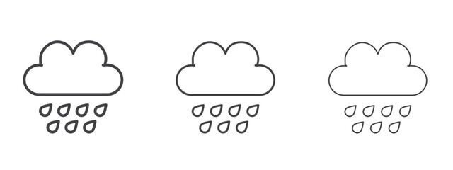 Rain icon in linear, outline icon isolated on white background