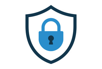 Minimalist shield icon with padlock and keyhole—symbolizing cybersecurity, privacy protection, and secure digital access